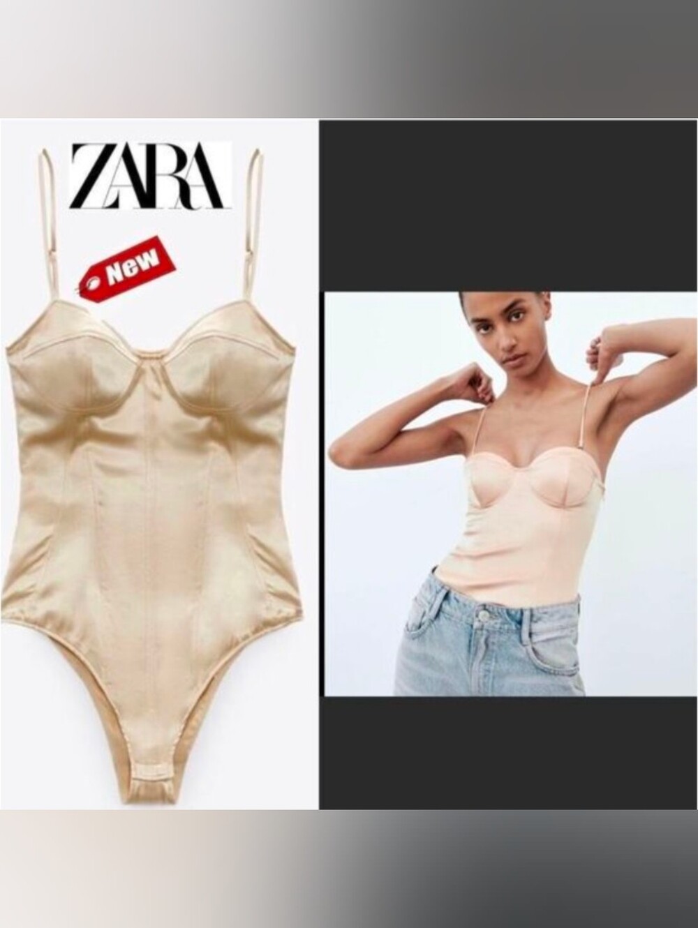 NWT ZARA satin effect corset bustier bodysuit